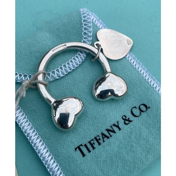 Vintage Tiffany Co. Sterling Silver Puffy Heart Ball Screwball Key Ring Keychain - Picture 15 of 16